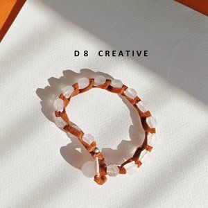 New Rose quartz stone with burgundy red  faux leather hand woven design bracelet